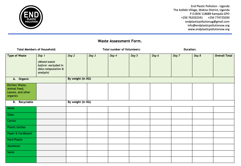 EPP Waste Assessment Form